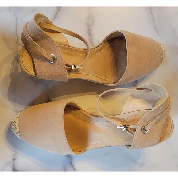 Schutz Womens Wedge Espadrille Heel Platform Sandals Ankle Strap Pink Beige 10 B - Picture 10 of 11
